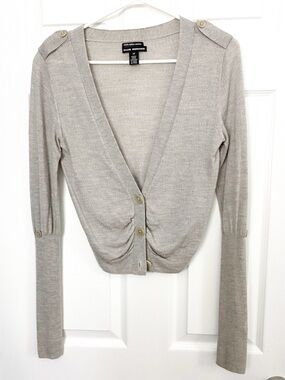 Club Monaco Light Gray Merino Cropped Cardigan